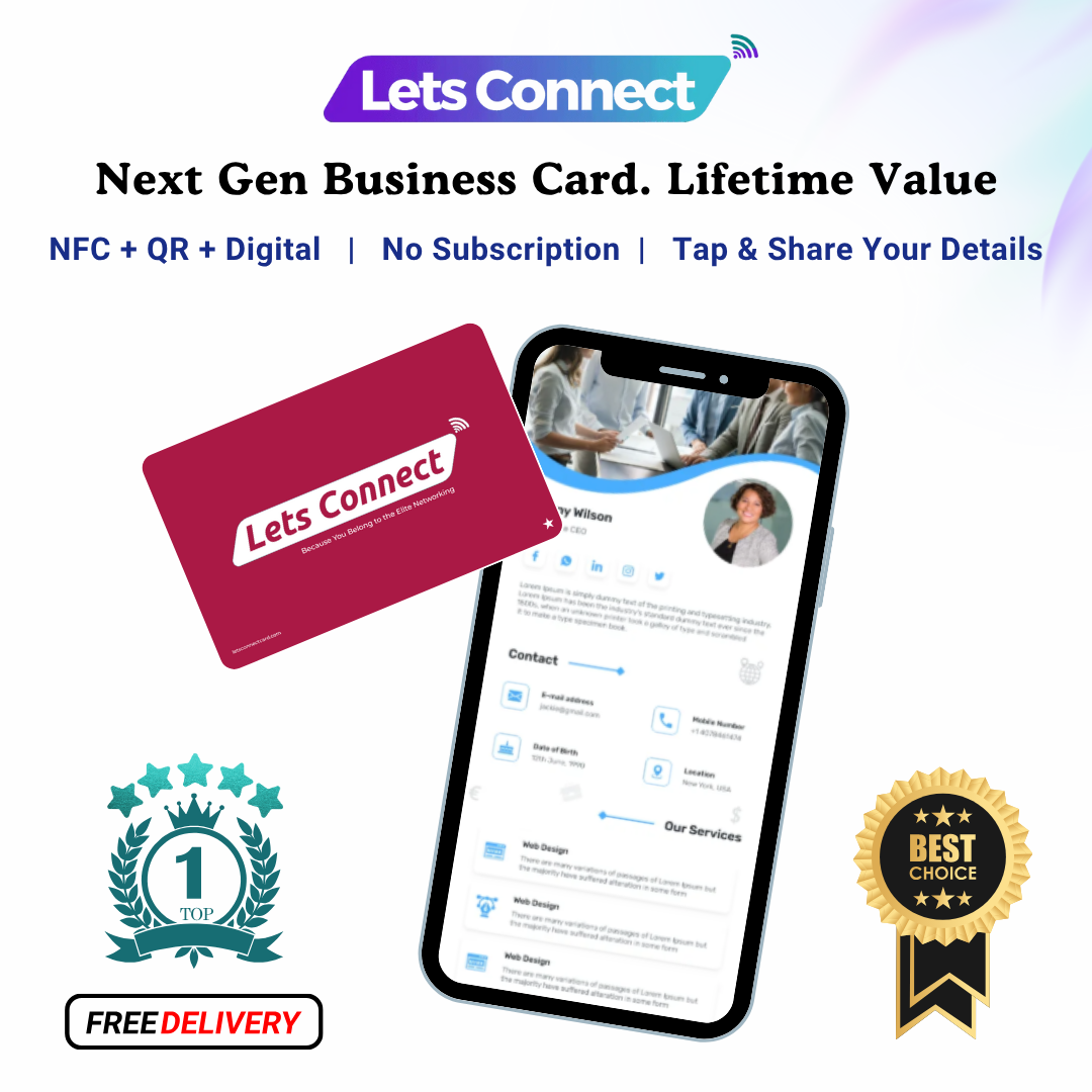 Virtual Business Card with NFC & QR Code Tap & Scan Custom Smart Card
