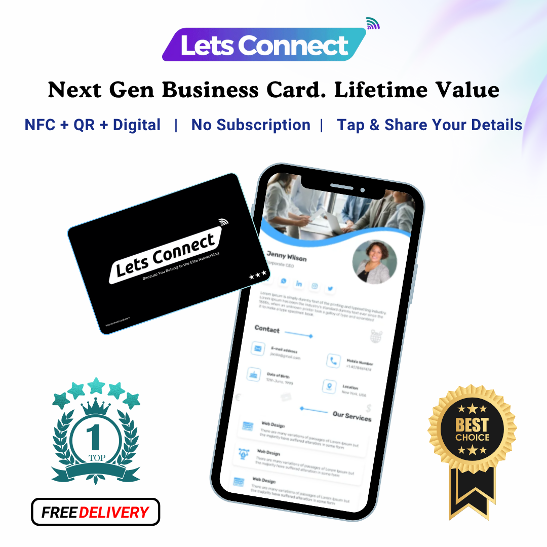 Virtual Business Card with NFC & QR Code Tap & Scan Custom Smart Card