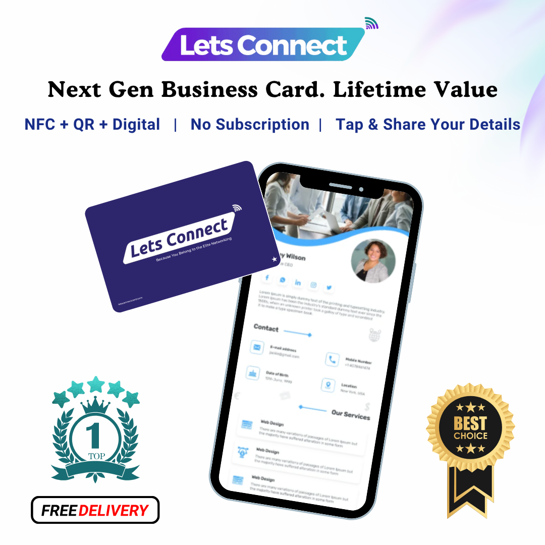 Virtual Business Card with NFC & QR Code Tap & Scan Custom Smart Card
