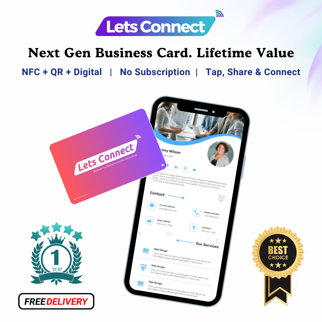 Virtual Business Card with NFC & QR Code Tap & Scan Custom Smart Card