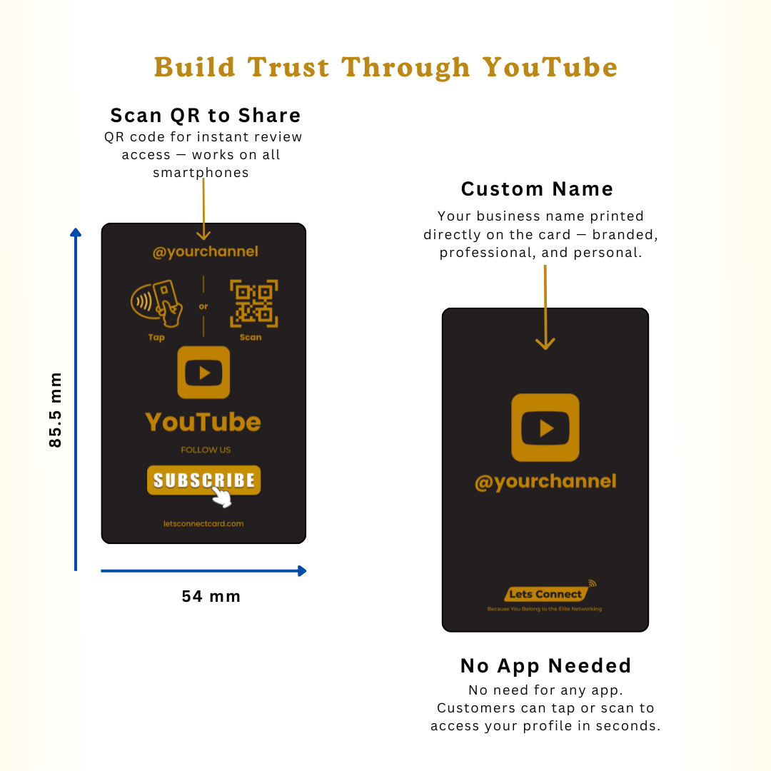 Youtube Business Card with NFC QR Code