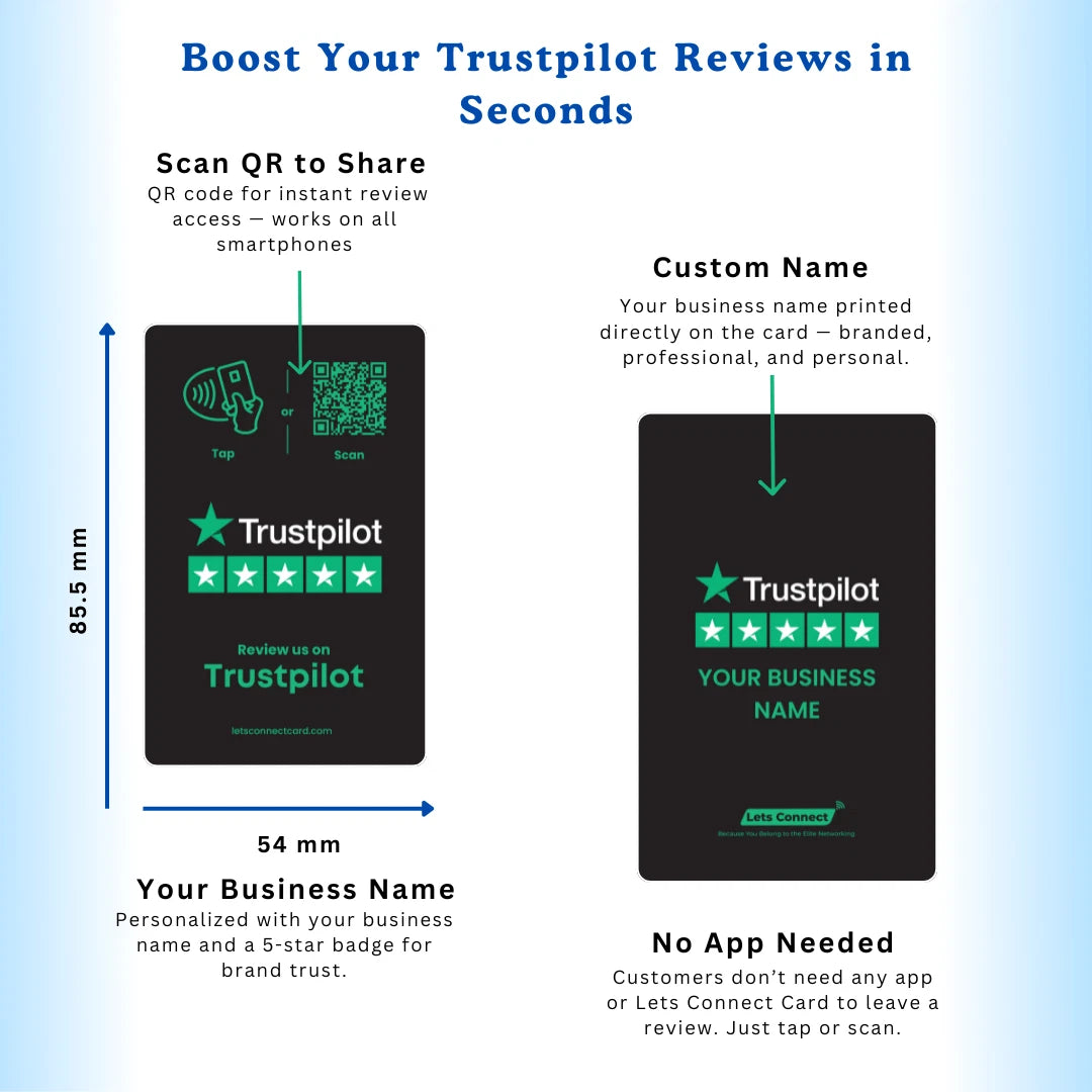 Trustpilot Review Card with NFC & QR Code | Tap to Leave Feedback Instantly
