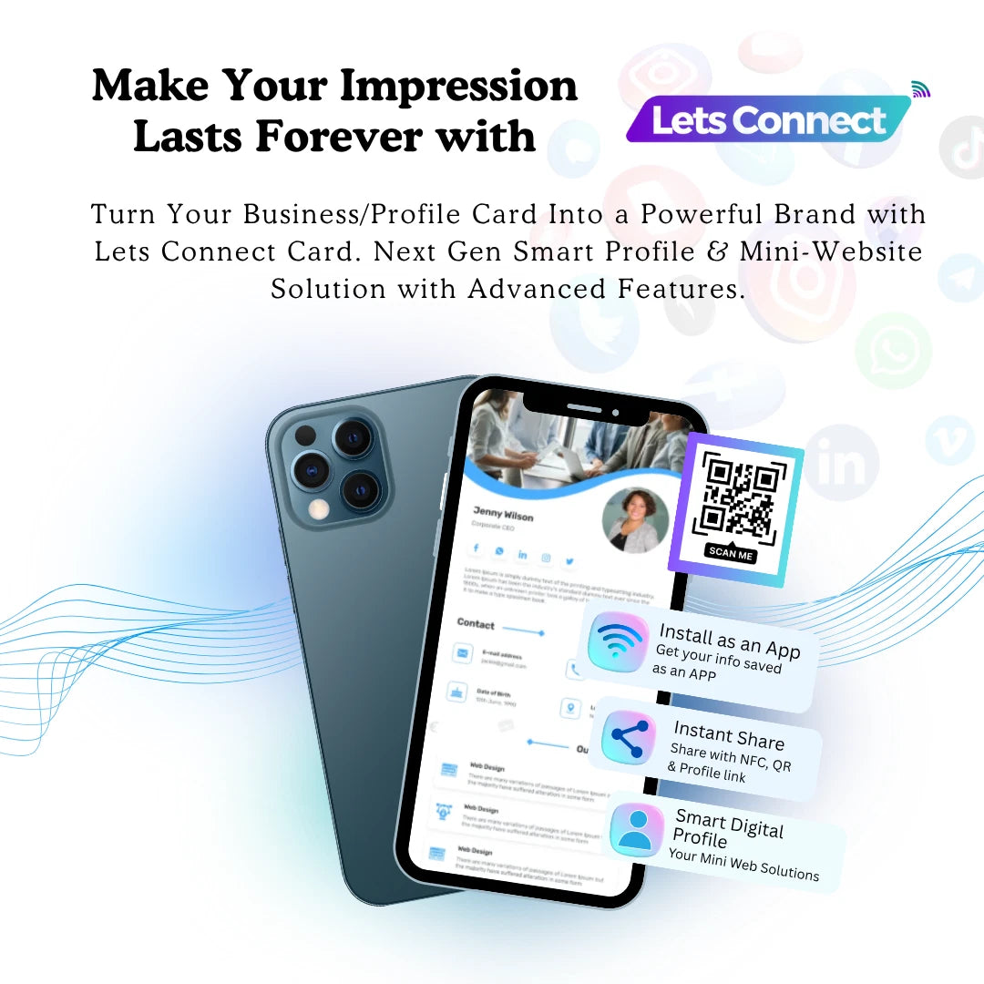 Online Business Card With NFC & QR Code Custom Smart Tap & Scan Contact Card