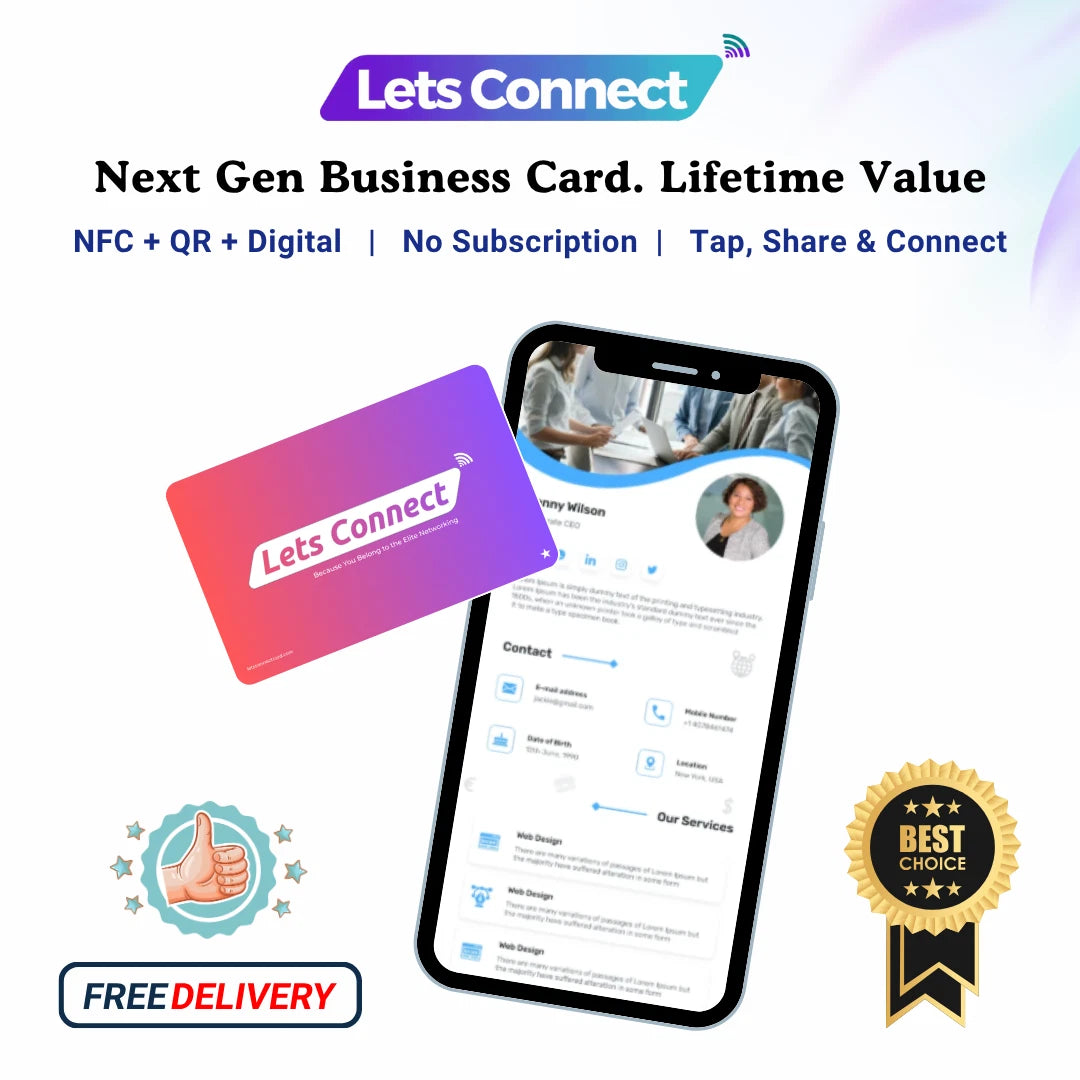 Smart Business Card With NFC & QR Code Tap Or Scan Custom Digital Card