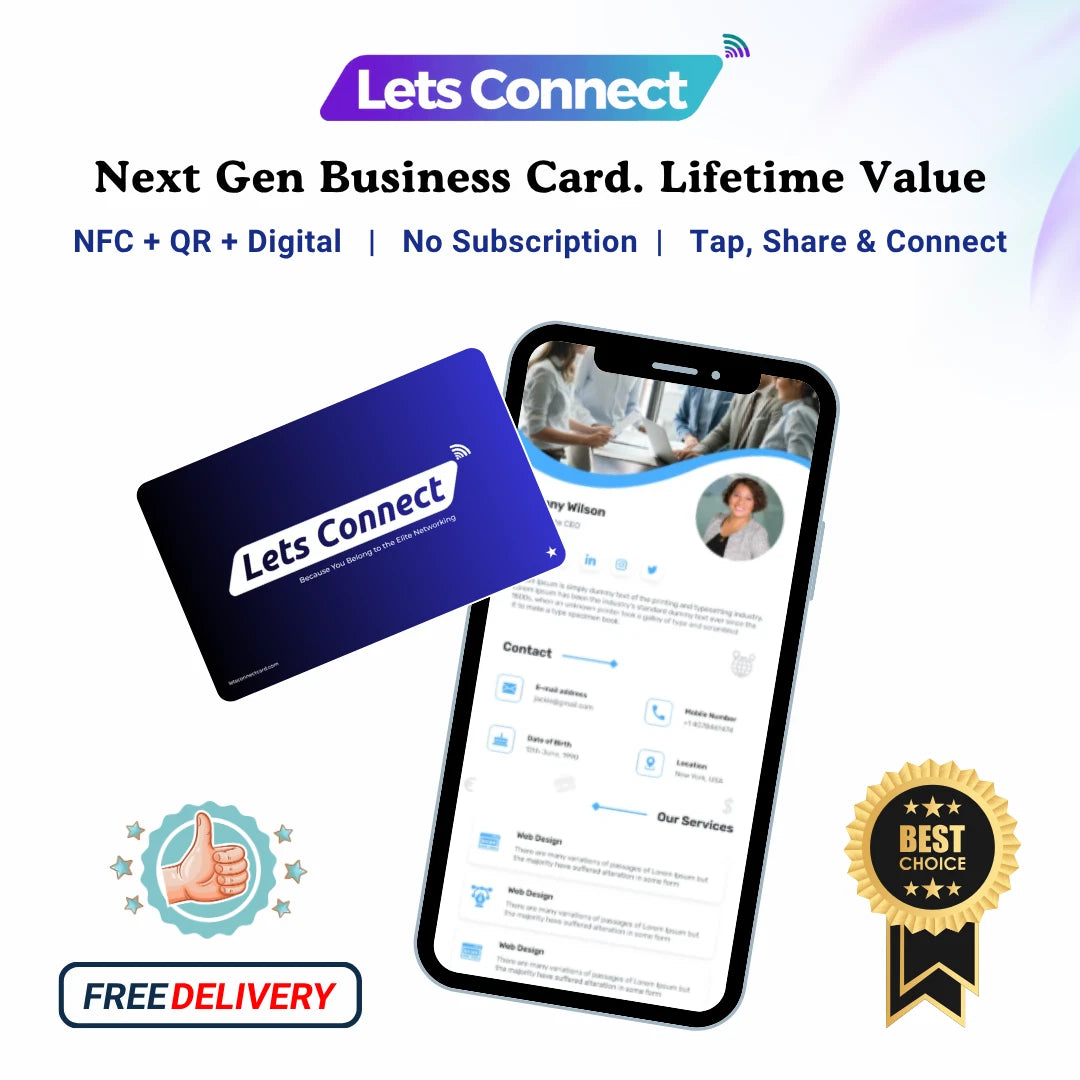 Smart Business Card With NFC & QR Code Tap Or Scan Custom Digital Card