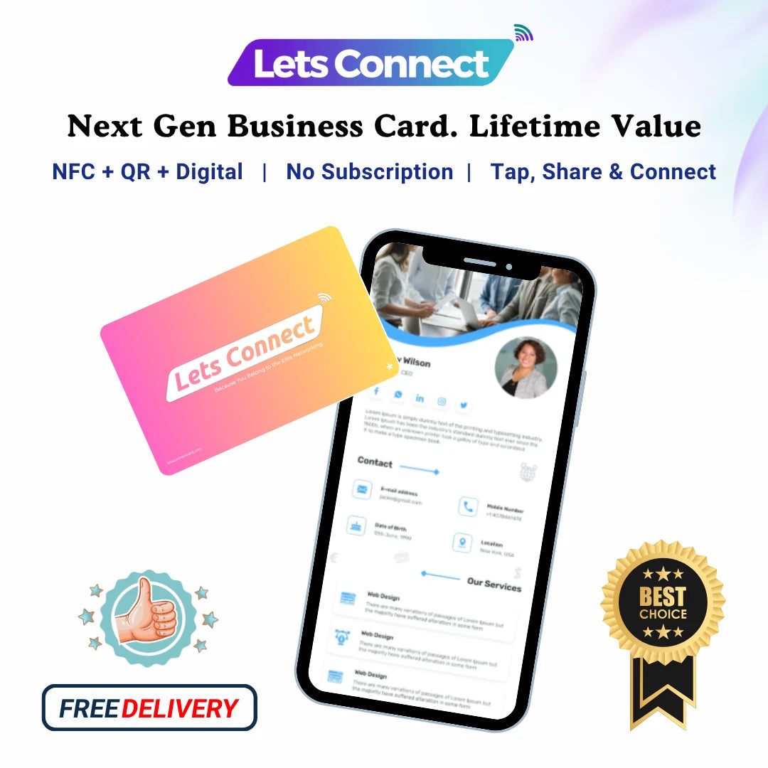 Smart Business Card With NFC & QR Code Tap Or Scan Custom Digital Card