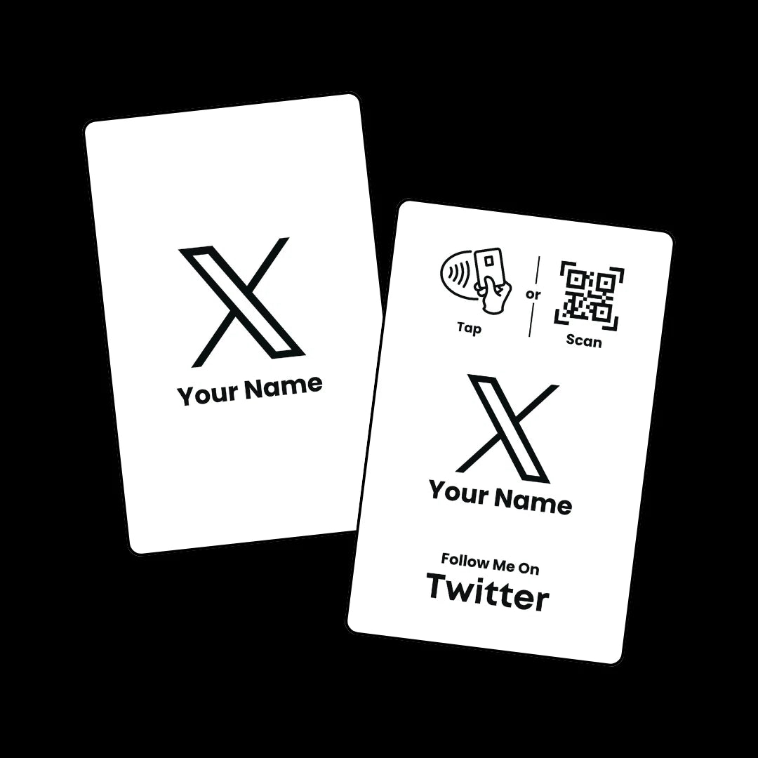 Twitter Business Card With NFC & QR Code Tap To Connect Custom Profile Card