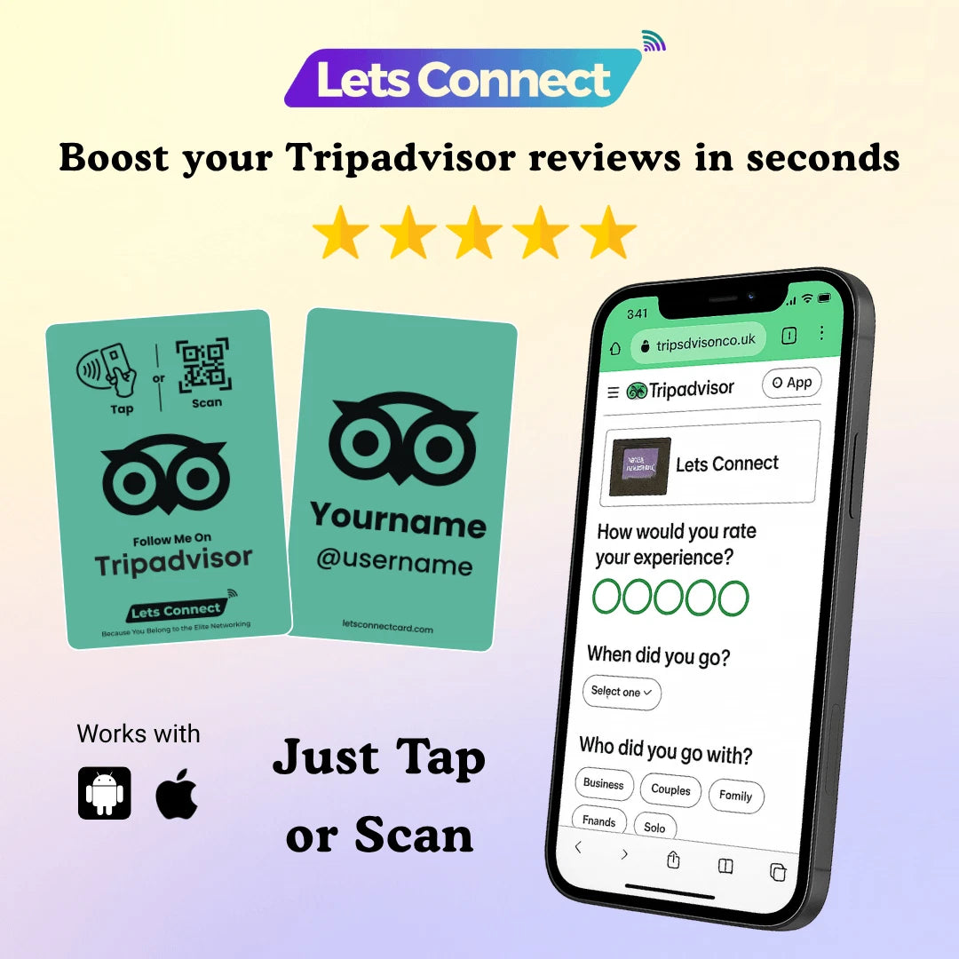 Tripadvisor Review Card with NFC & QR Code | Tap to Leave Feedback Instantly
