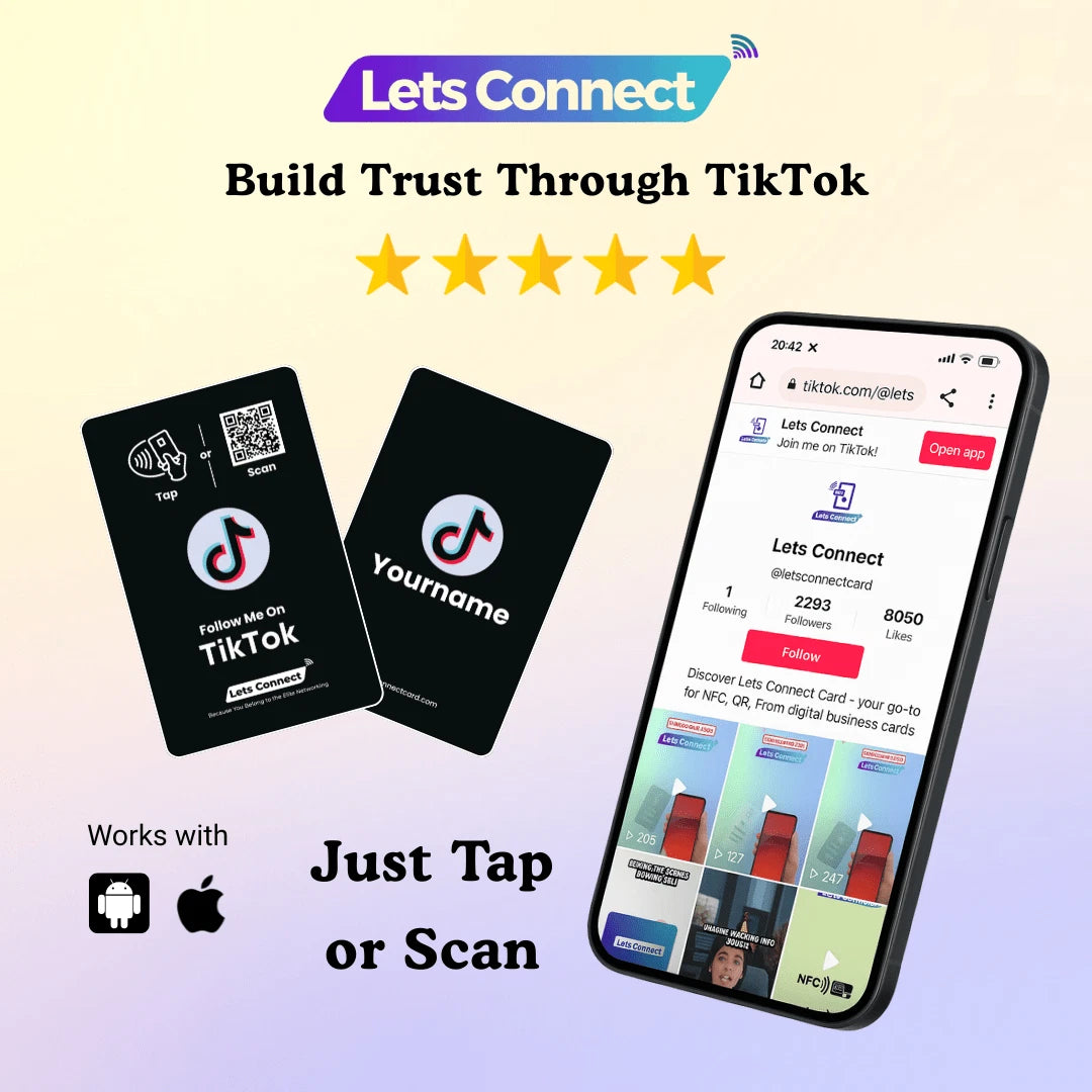 TikTok Display Card With NFC & QR Code Tap to Follow Custom Social Card