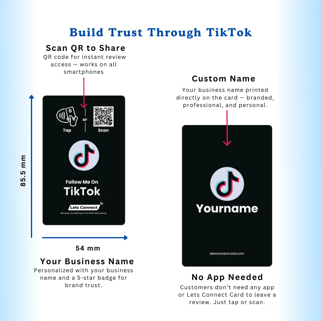 TikTok Display Card With NFC & QR Code Tap to Follow Custom Social Card