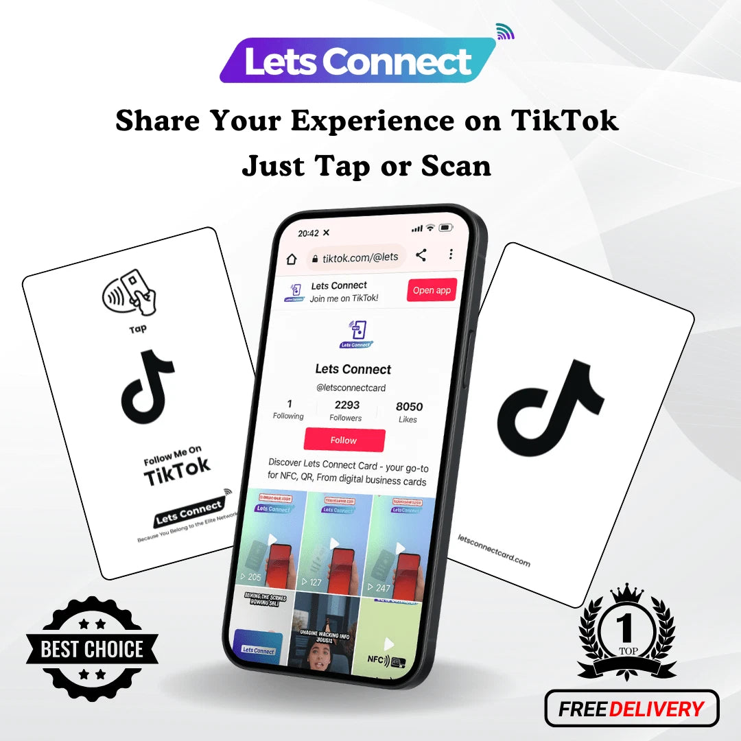 TikTok Display Card With NFC & QR Code Tap to Follow Custom Social Card