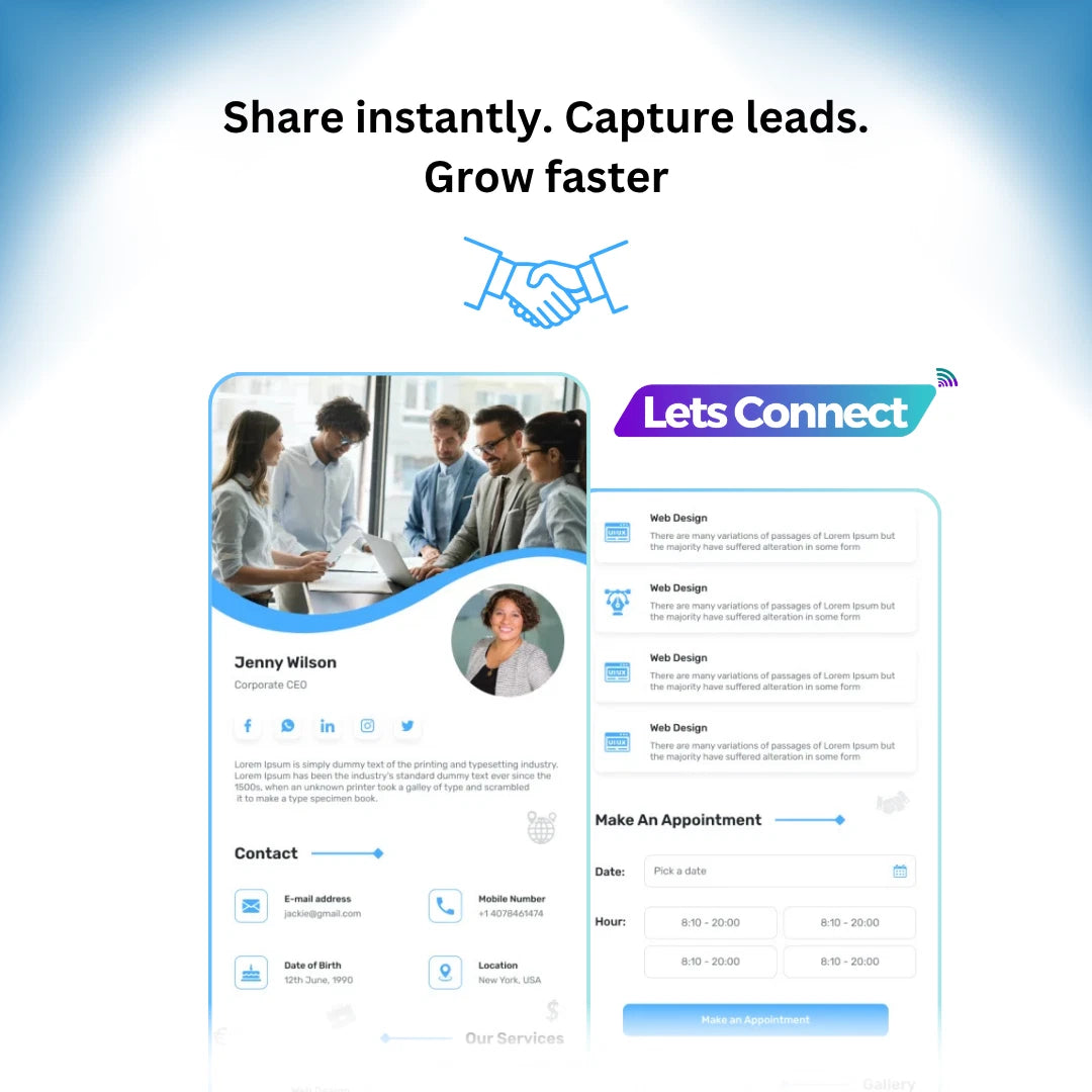 Tap Business Card With NFC & QR Code Smart Digital Card Custom Contact Card