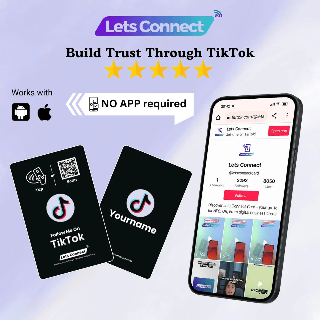 TikTok Display Card With NFC & QR Code Tap to Follow Custom Social Card