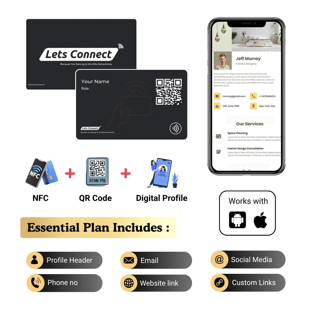 Digital Business Card With NFC & QR Code Custom Tap & Scan Contact Card