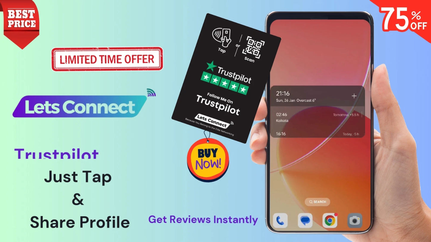 Trustpilot Review Card with NFC & QR Code | Tap to Leave Feedback Instantly