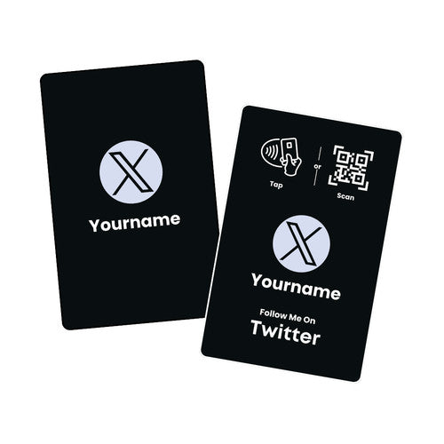 Twitter Business Card With NFC & QR Code Tap To Connect Custom Profile Card